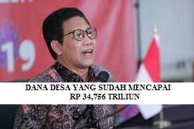 DANA DESA YANG SUDAH TERPAKAI SAMPAI 25 OKTOBER 2020 MENGINJAK ANGKA RP 34,756 TRILIUN